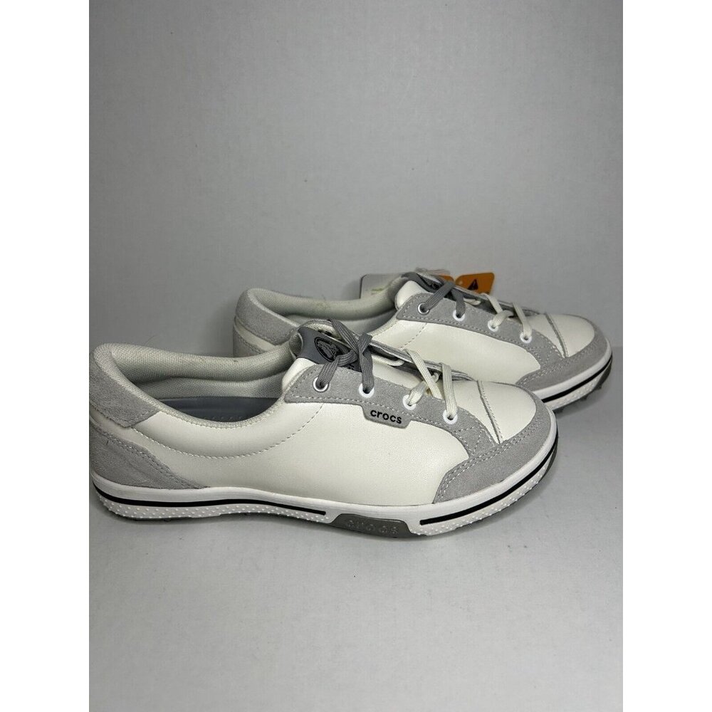 Crocs Bradyn 2.0 Golf Shoes White/Silver Womens Size 6.5  **runs small** NEW